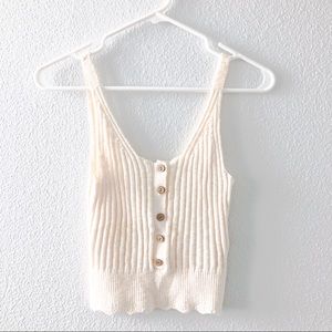 A&F XS Cream Ribbed Tank Top